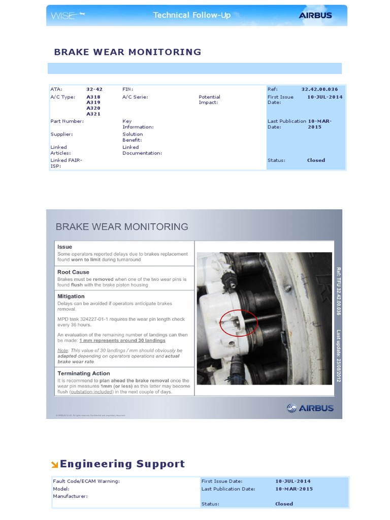 Brake Wear A320 PDF Aviation Airbus