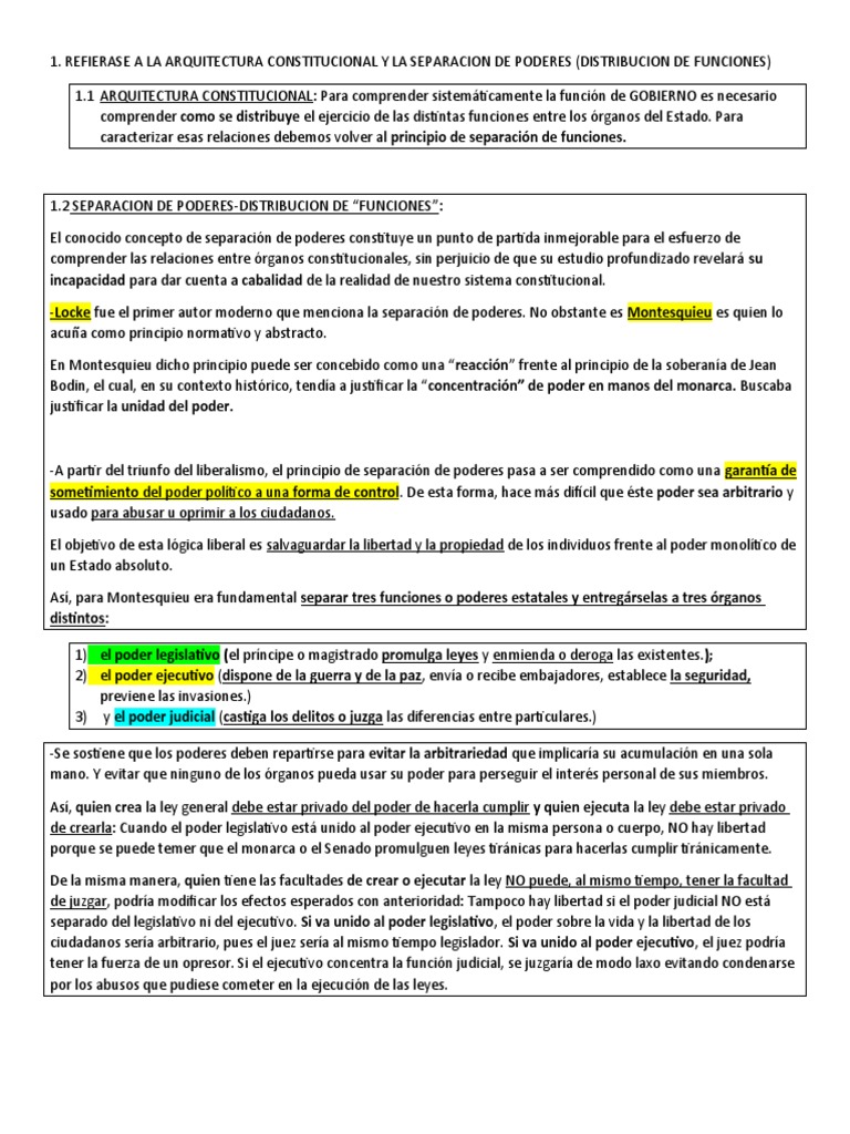 Separación de Poderes y su Impacto Constitucional | PDF | Separación de ...