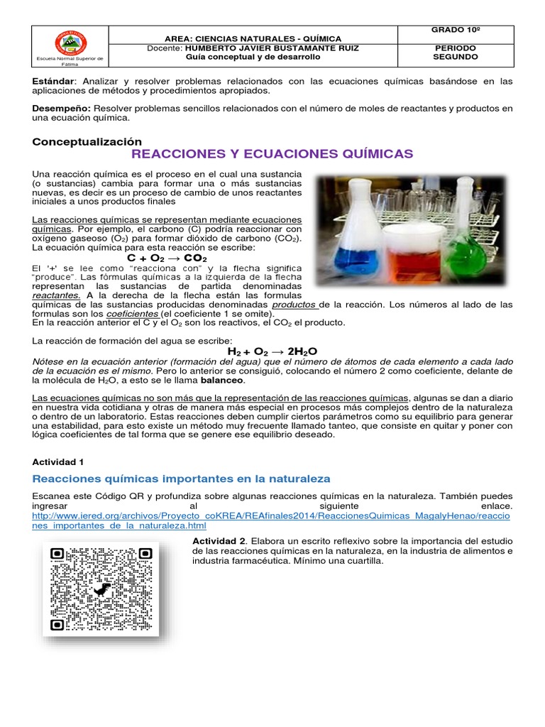 Guía Ecuaciones y Reacciones Qcas | PDF | Mole (Unidad) | Química