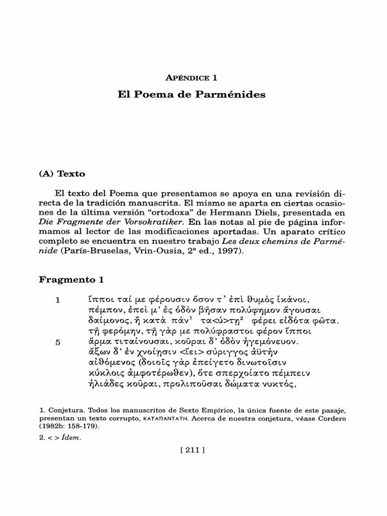Poema de Parmenides Griego y Español PDF