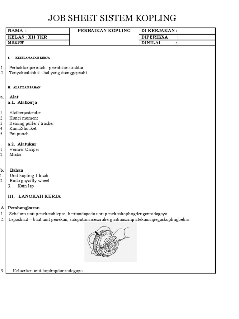 JOB SHEET SISTEM KOPLING Docx | PDF