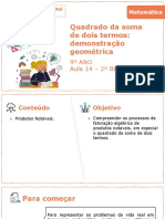 Quadrado Da Soma de Dois Termos: Demonstração Geométrica: 9º ANO Aula 14 - 2º Bimestre