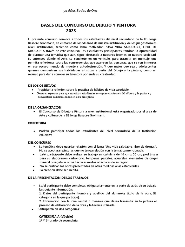 Bases Del Concurso De Dibujo Y Pintura 2 PDF