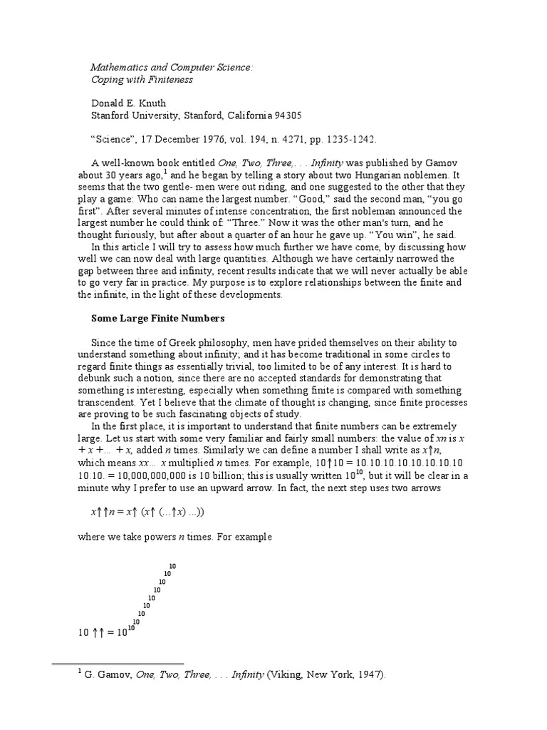 Exploring Finite Numbers and Infinity | PDF | Infinity | Mathematics
