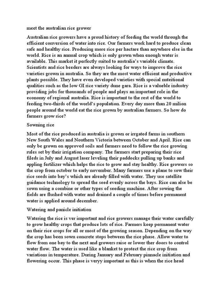 Australian Rice Grower | PDF | Rice | Cereals