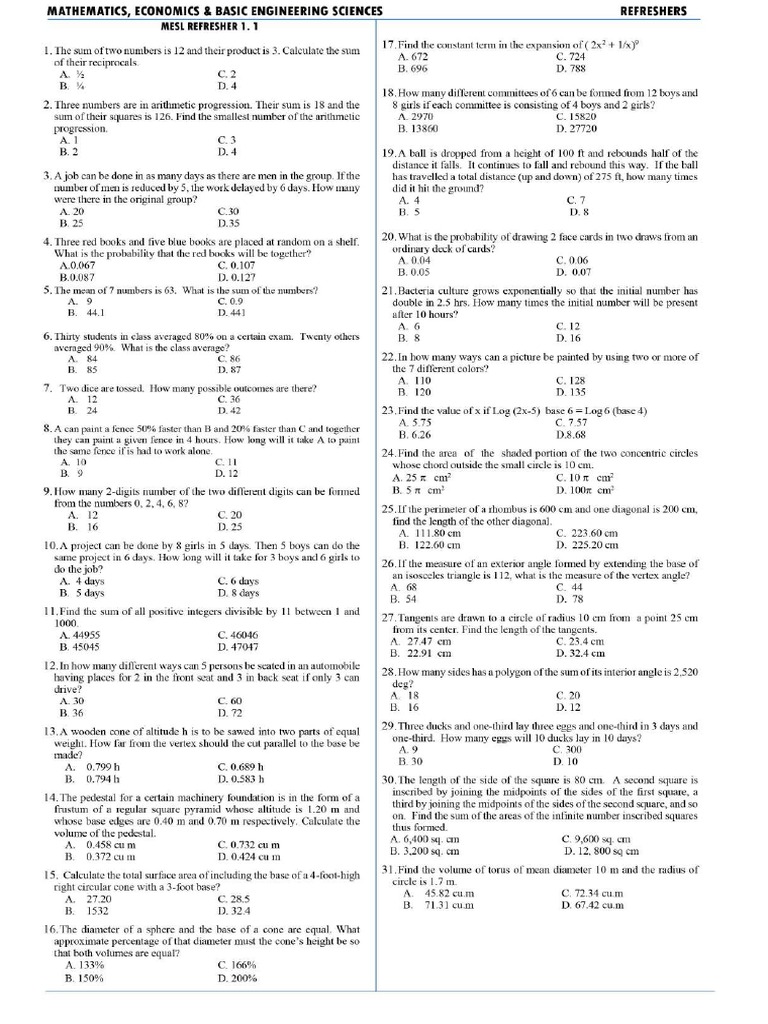 MESL Refresher 1 | PDF