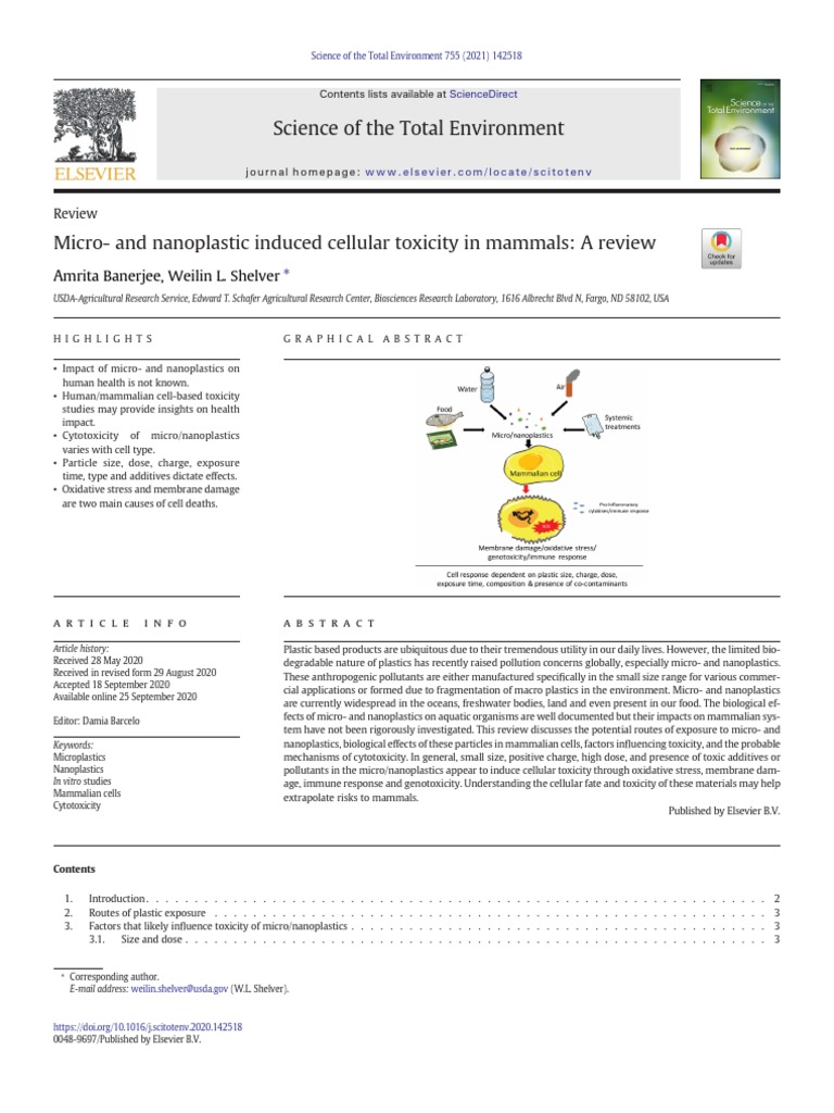 Micro - and Nanoplastic Induced Cellular Toxicity in Mammals | PDF