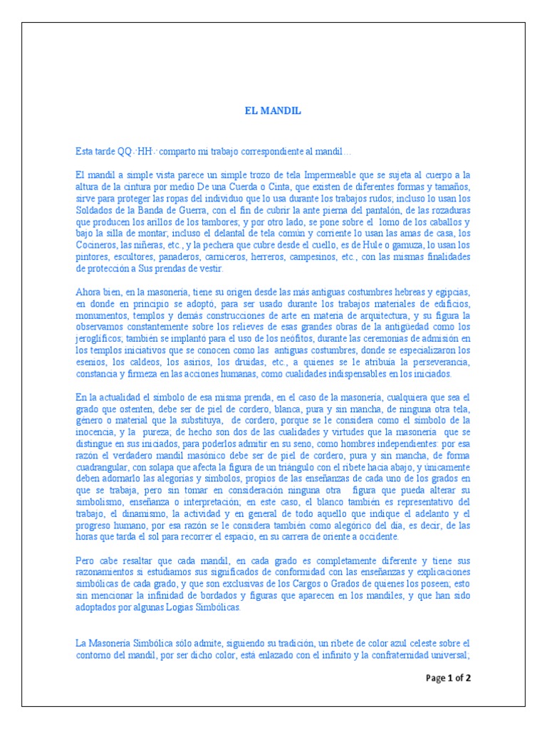 Significado y uso del mandil masónico | PDF | Ciencias sociales