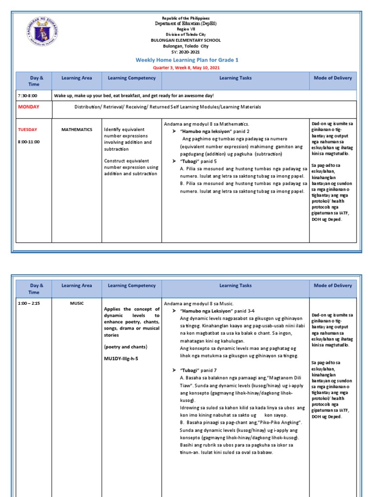 WHLP Grade 1 Q3 W8 | PDF