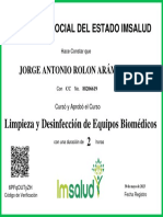 JORGE Certificado - Curso - Limpieza - y - Desinfeccin - de - Equipos - Biomdicos