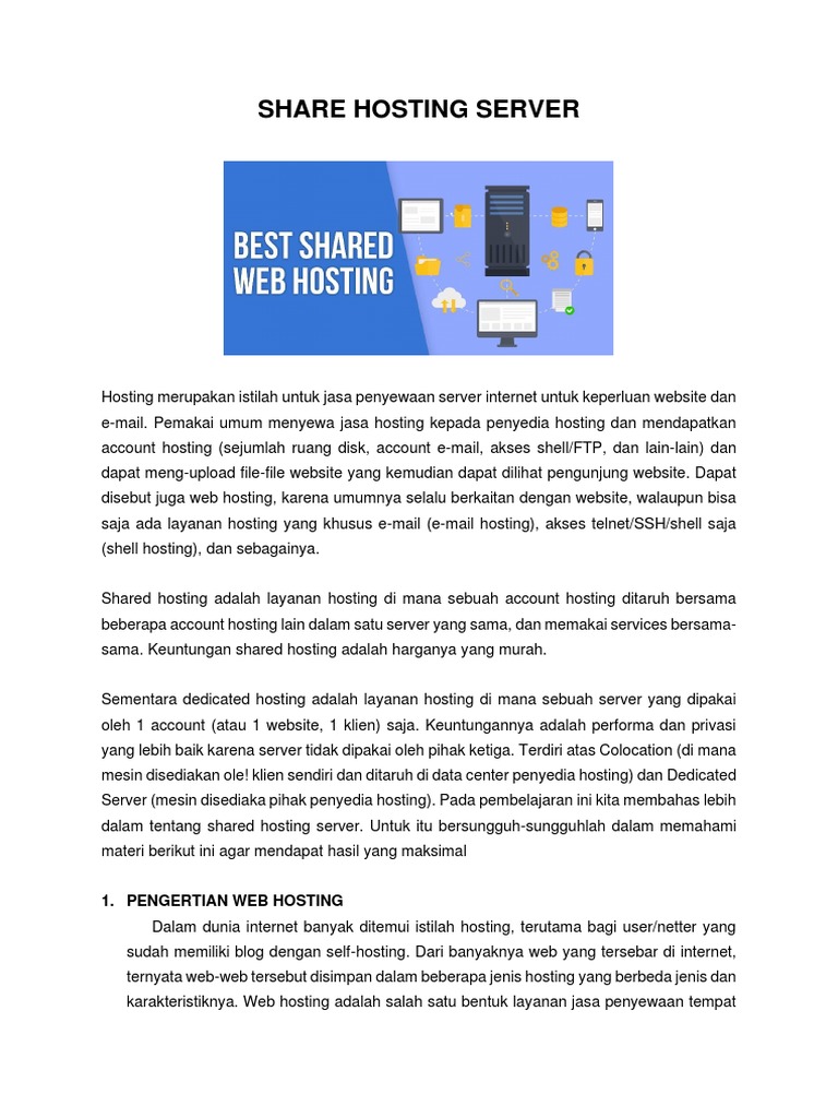 Definisi dan Keunggulan Shared Hosting | PDF | Komputer