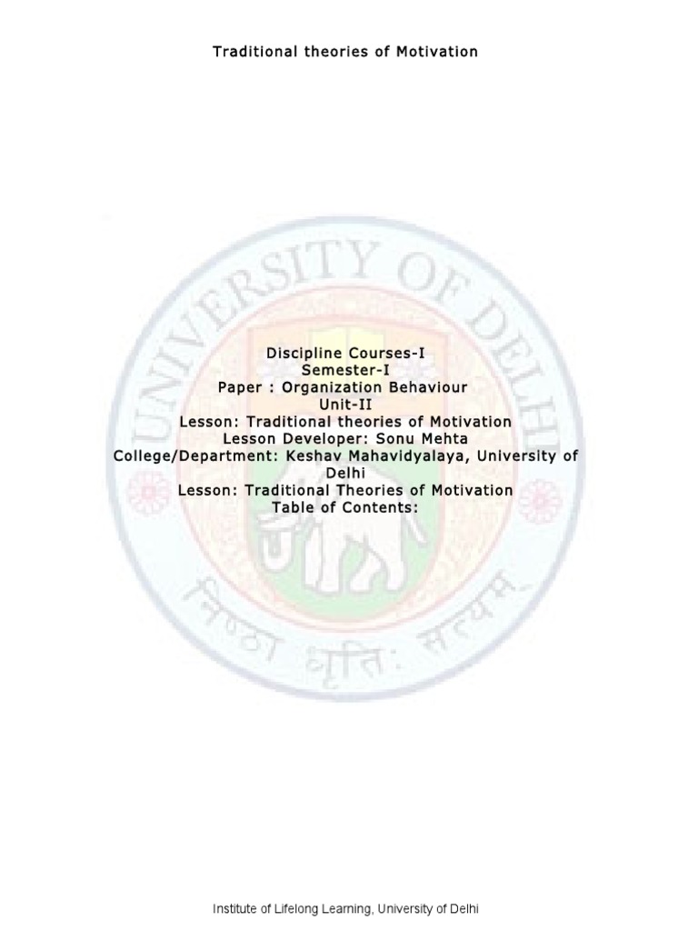 Traditional Theories Of Motivation Pdf