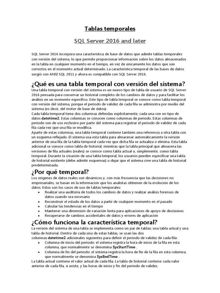 Tablas Temporales | PDF