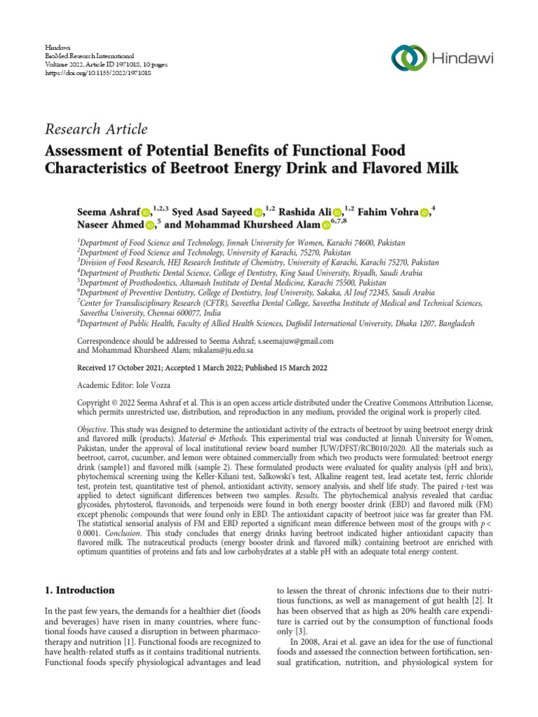 Characteristics of Beetroot Energy Drink and Flavored Milk PDF