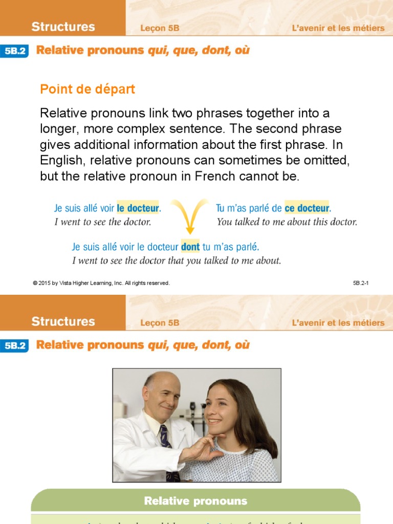 Relative Pronouns Qui Que Dont and Ou PDF
