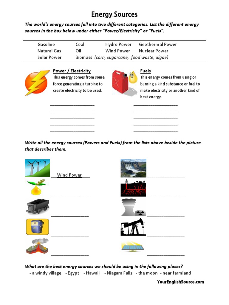 Types of Energy Sources Explained | PDF | Science & Mathematics ...