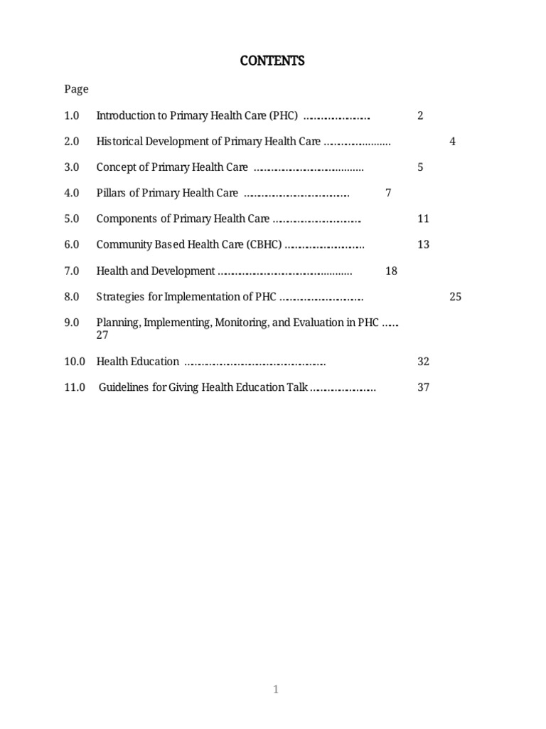 Overview of Primary Health Care (PHC) | PDF