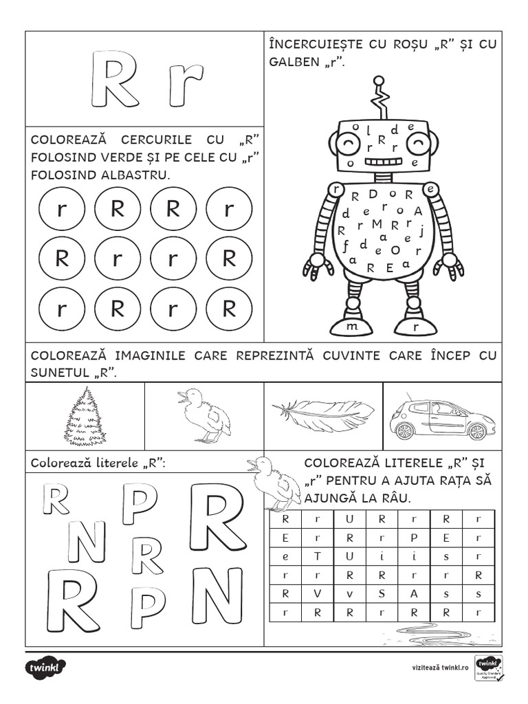 LC 451 Recunoasterea Literei R Fisa de Lucru - Ver - 3 | PDF