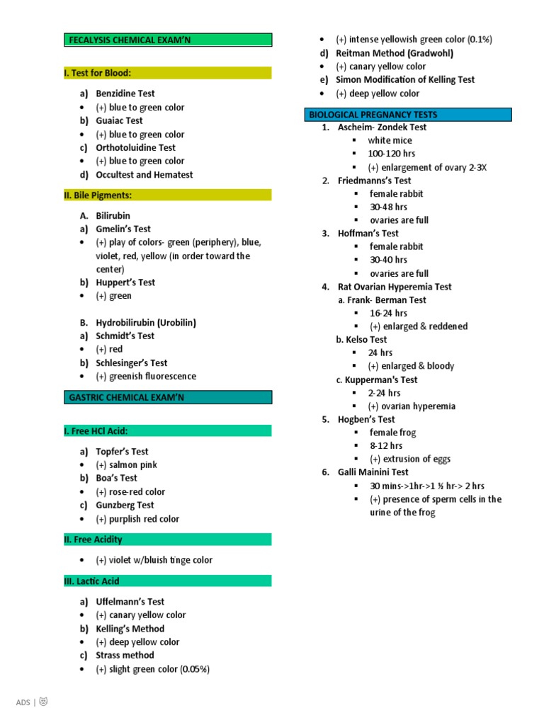 Biological and Chemical Test Overview | PDF