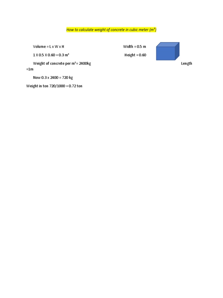 How To Calculate Weight of Concrete in Cubic Meter PDF
