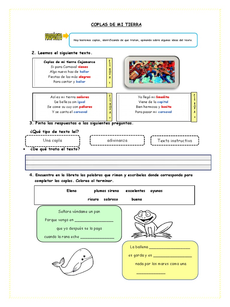 Ficha Com Coplas de Mi Tierra | PDF