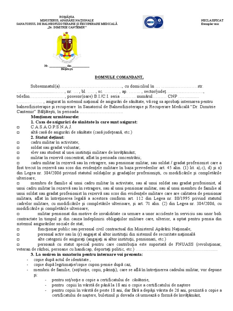Cerere Internare 2023-1 | PDF