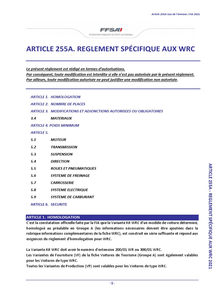 Règlement WRC | PDF