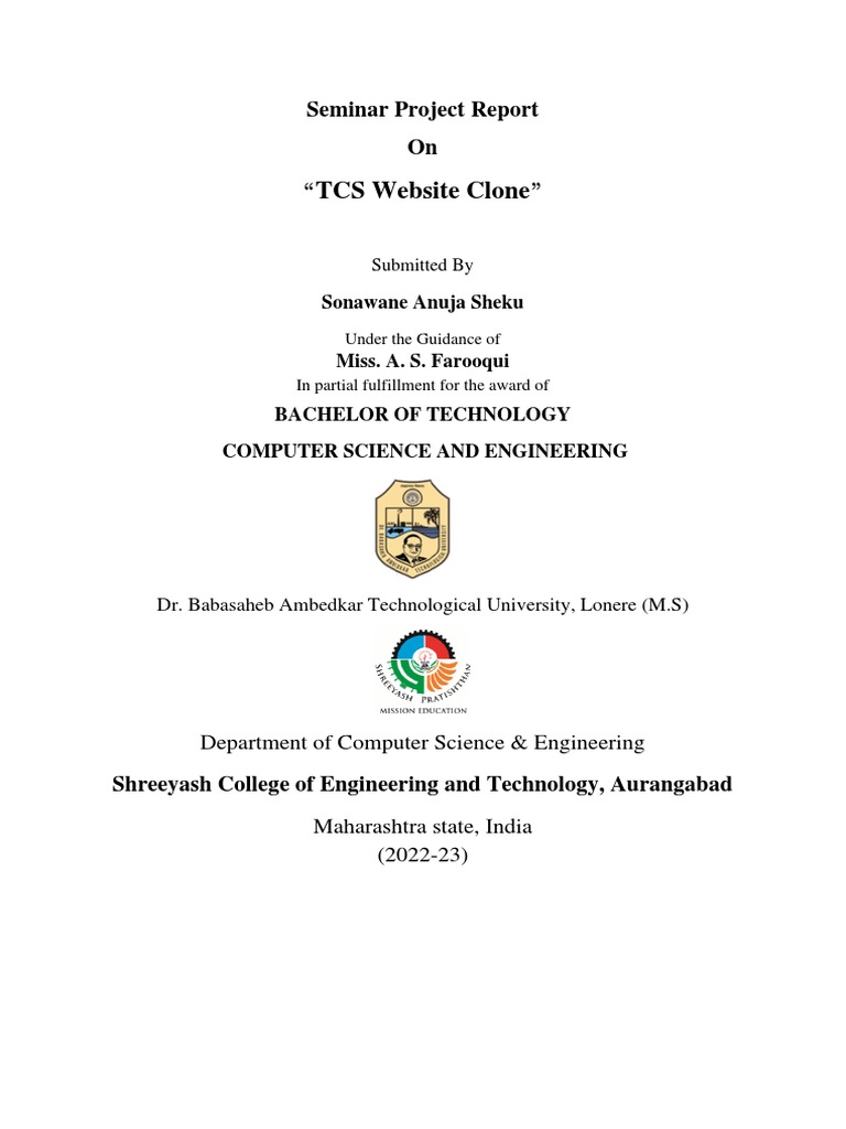 TCS Website Clone Project Report | PDF | Art | Computers
