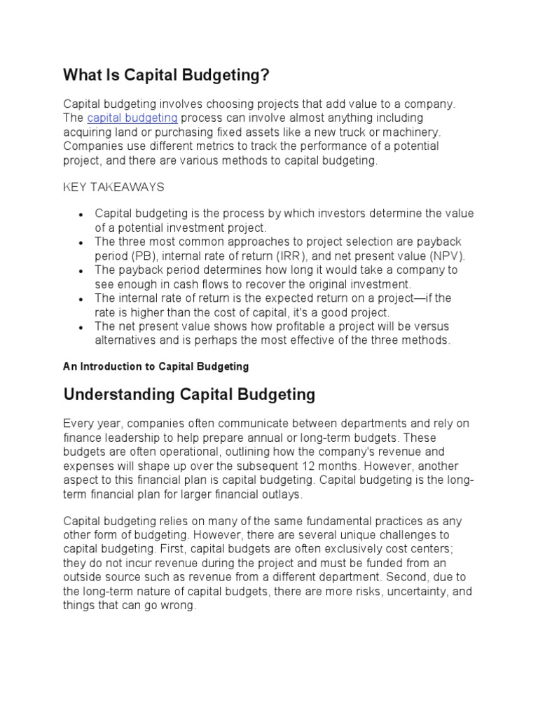 Capital Budgeting Explained | PDF