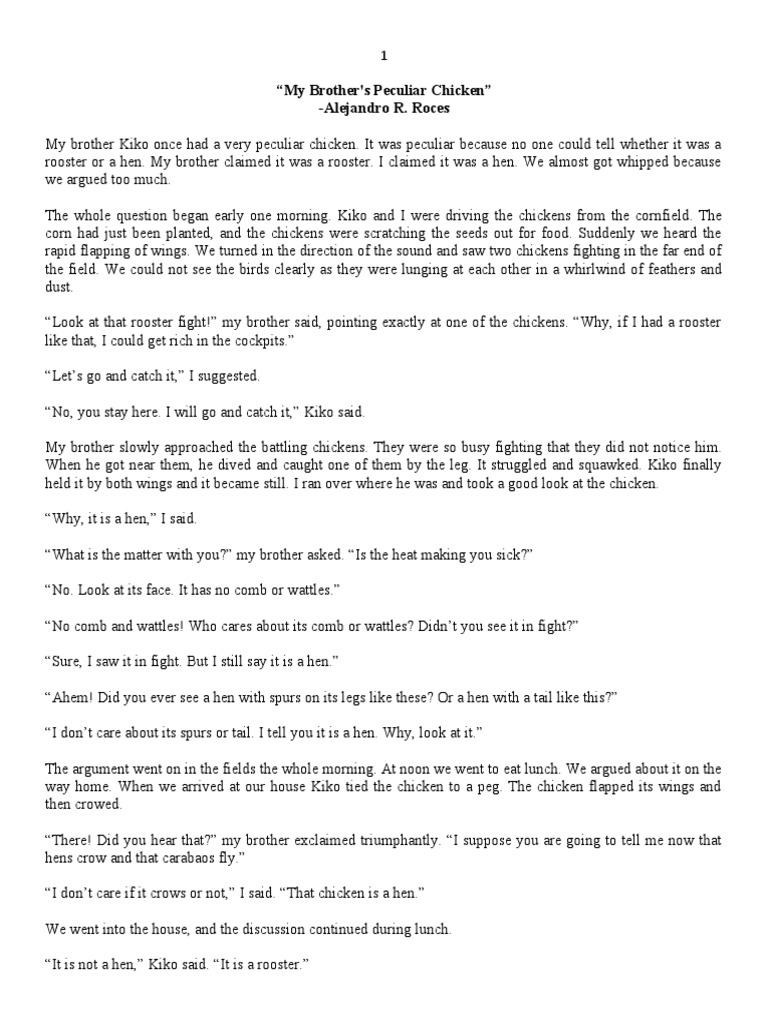 My Brother's Peculiar Chicken Story | PDF | Chicken
