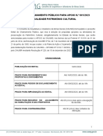 Edital de Chamamento Publico para Apoio N.O 0012023 MODALIDADE PATRIMONIO CULTURAL