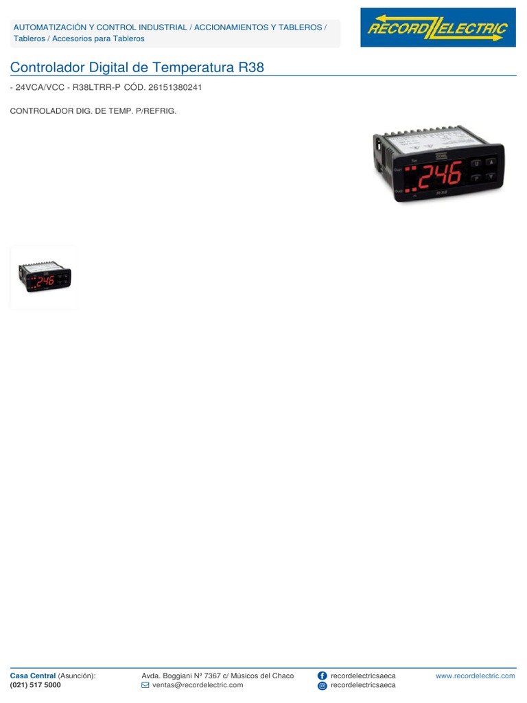 Controlador Digital R38 para Refrigeración | PDF