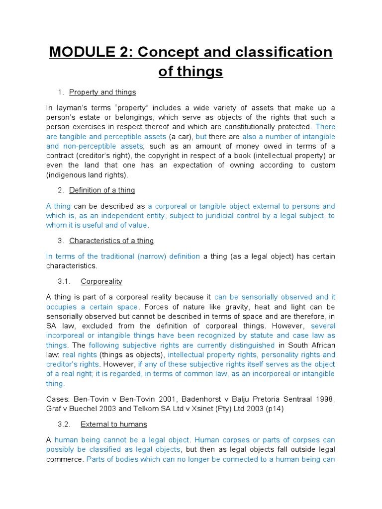 Concept and Classification of Things | PDF