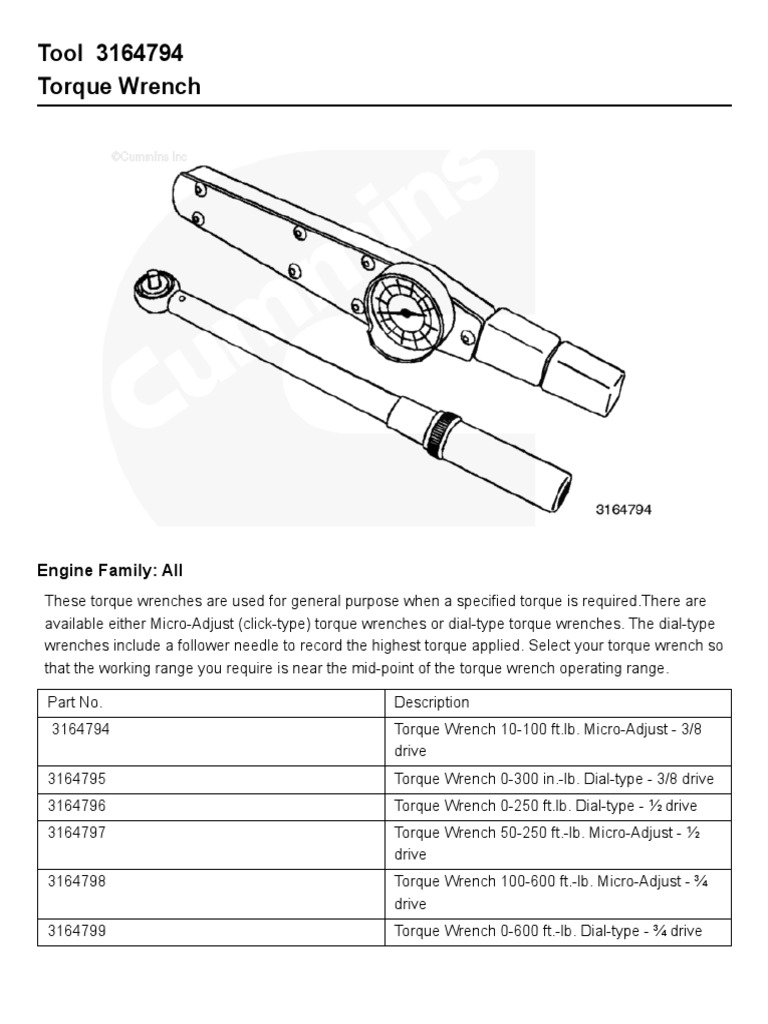Tool 3164794 Torque Wrench PDF