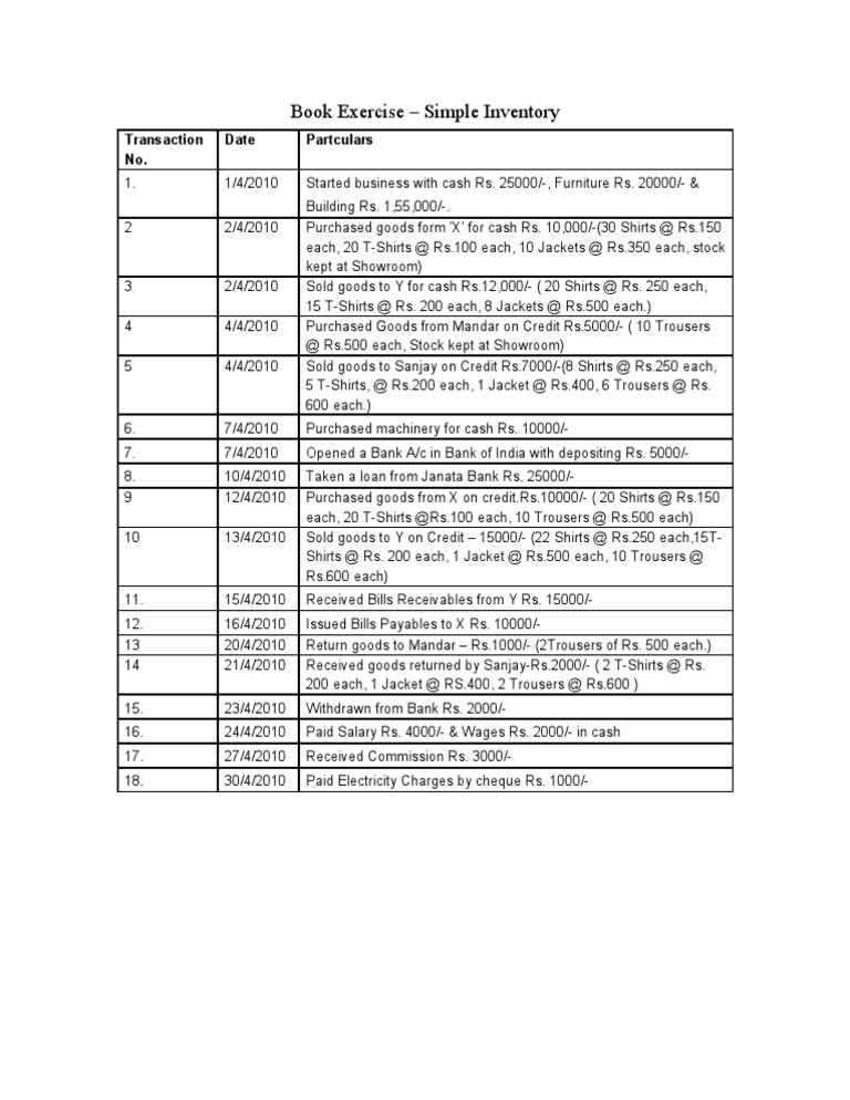 Book Exercise - Simple Inventory | PDF