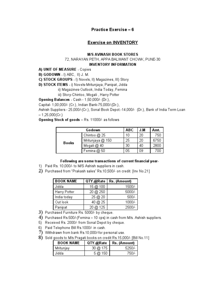 Bookstore Inventory Exercise | PDF