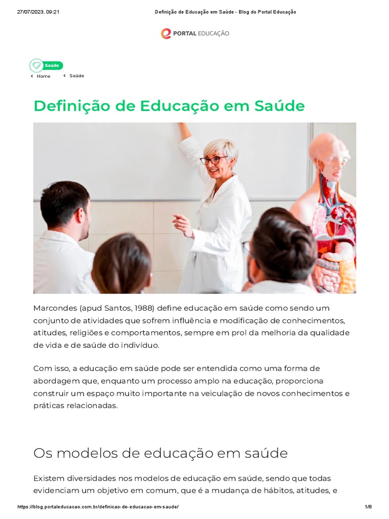 Definição de Educação em Saúde Blog Do Portal Educação | PDF | Promoção ...