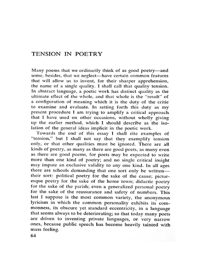 Tension In Poetry Examples