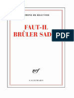 Sade - Beauvoir - Simone de Faut Il Brûler Sade - 2011 - Editions Gallimard
