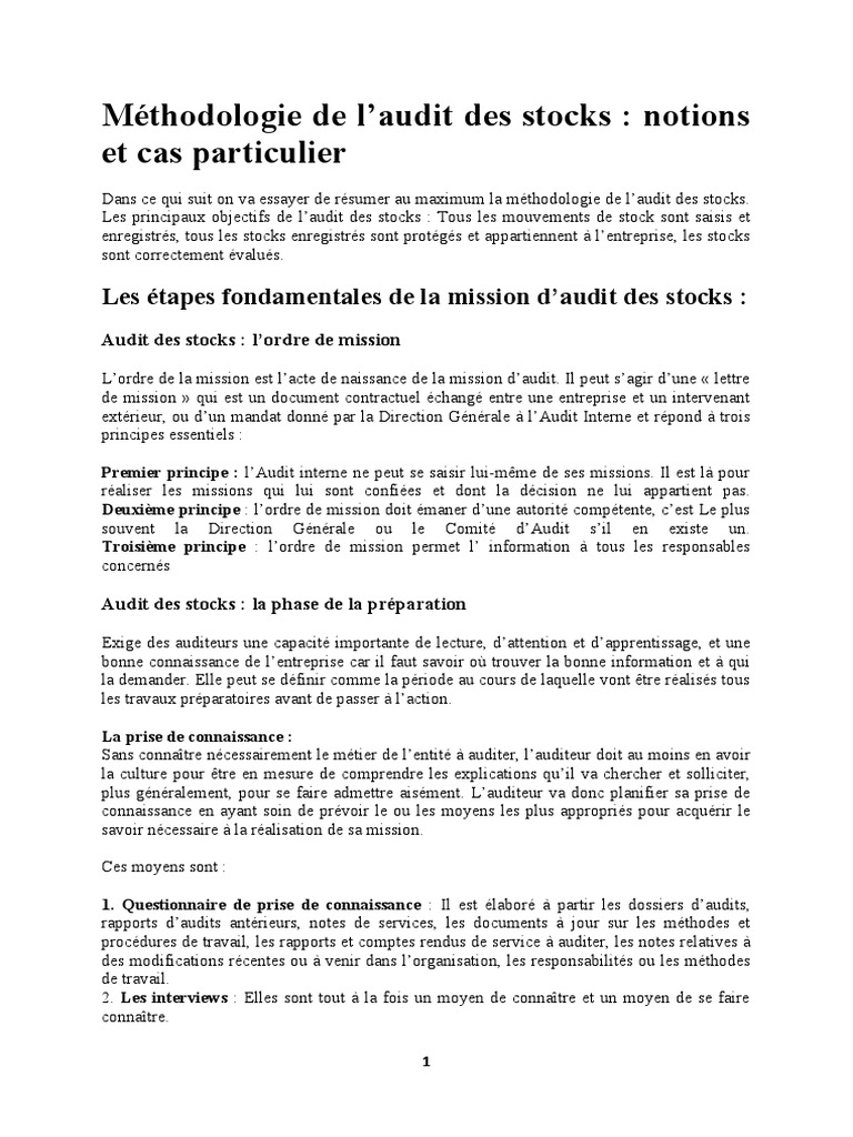 L'Audit de Stocks (Méthodologie) | PDF