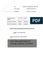 Les Transitors Et Leurs Applications: Nom Et Prénoms Du Binôme #De Carte Filière Groupe de TP