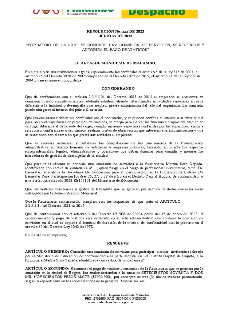 Resolucion de Viaticos | PDF