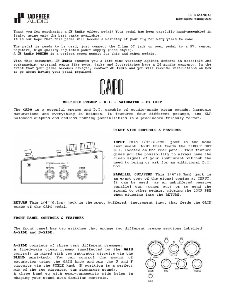 Jad Freer Capo User Manual PDF Equalization (Audio) Sound