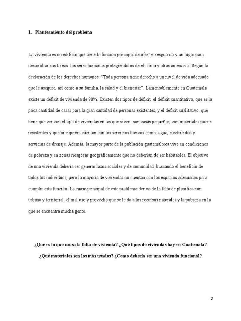 Situación de la Vivienda en Guatemala | PDF | Guatemala | Sustentabilidad