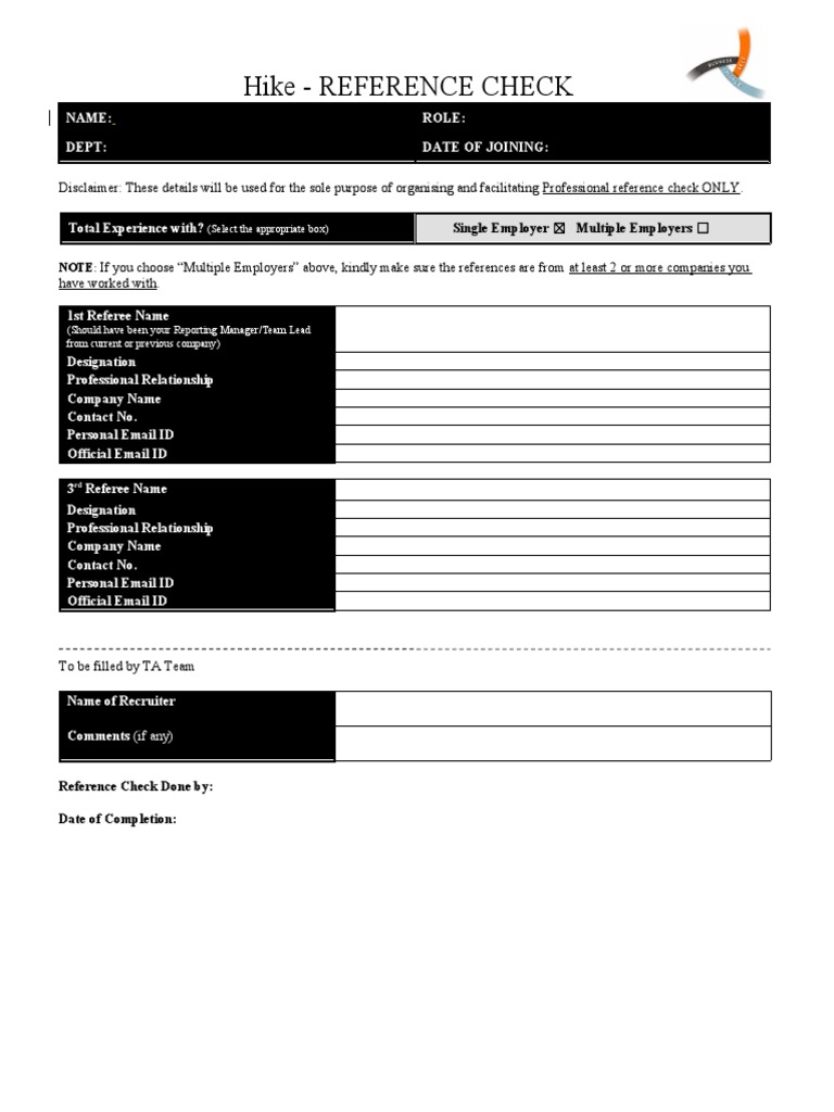 Reference check form pdf