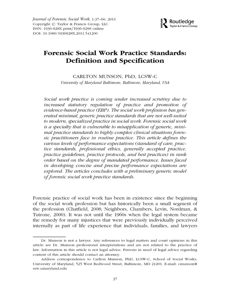 Forensic social work practice standards pdf daubert standard