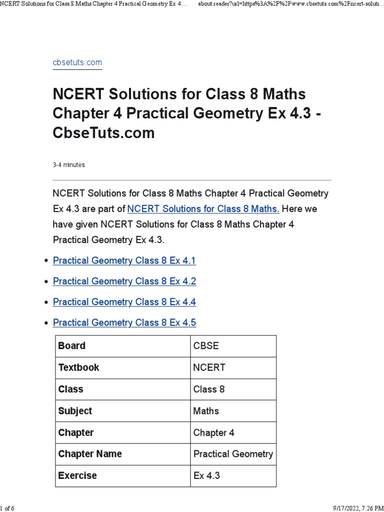 Class 8 Maths Ex 4.3 Solutions | PDF | Rectangle | Euclid