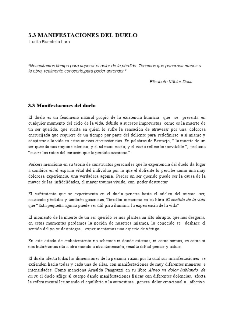 Manifestaciones Del Duelo 5 - Documentos de Google | PDF | Dolor | Las ...