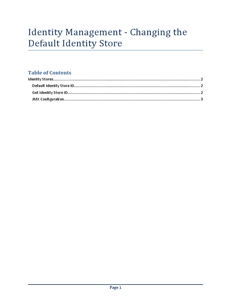 Change Default Identity Store ID | PDF