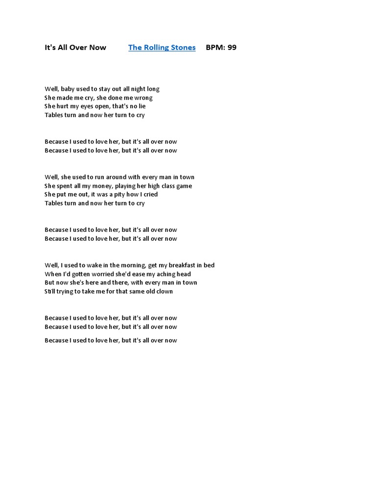 All over now stones pdf